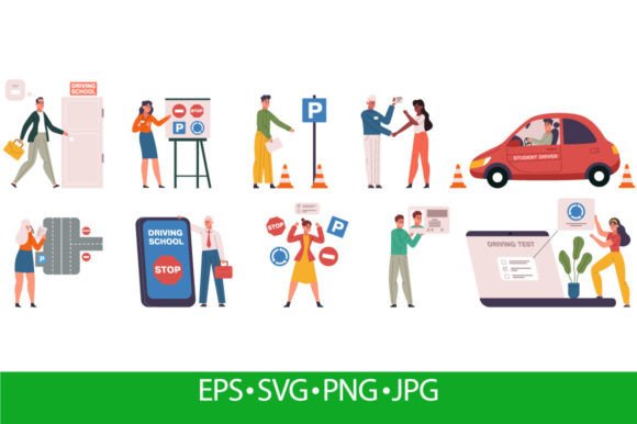 Driving School Education, Driving Lesson Graphics and Illustrations Review