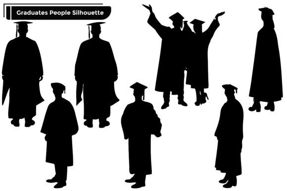 Graduating Student Silhouettes Set: Essential Graphics and Illustrations for Branding