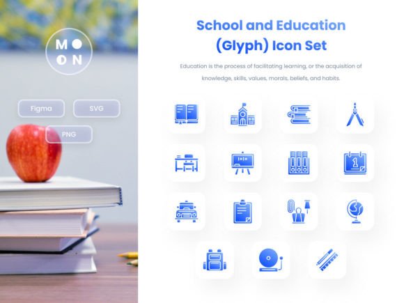 School and Education Glyph Icon Set for Graphics and Icons