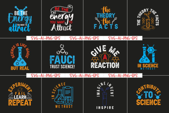 Science Bundle Science Quotes Bundle Graphics and T-Shirt Designs